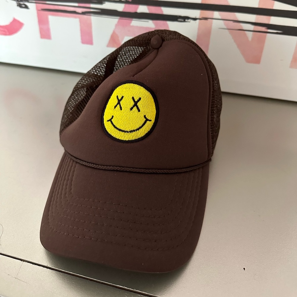 Brown smiley hat from Amazon